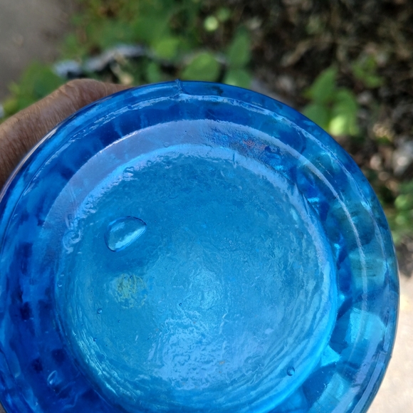 VTG. "EMPOLI" 21" ICY BLUE DIAMOND DESIGN & STOPPER GENIE GLASS BOTTLE - Picture 6 of 6